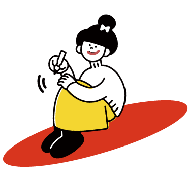 座ってメモをとる女性のイラスト