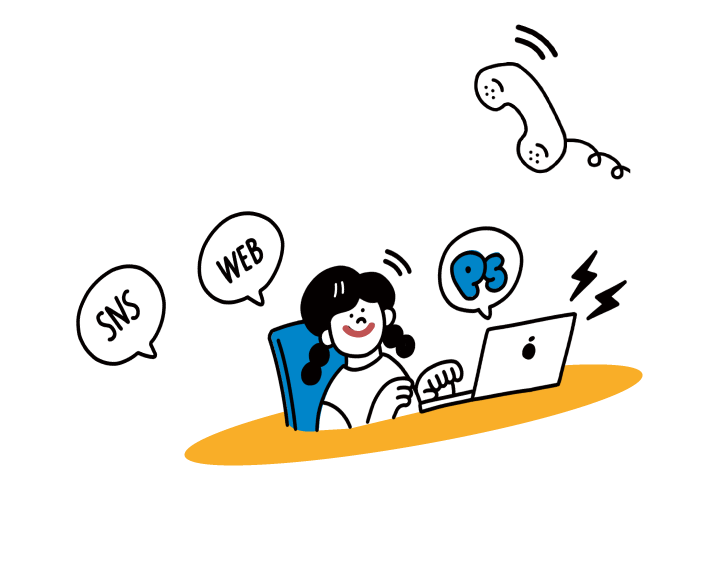 パソコンを使用している女性のイラスト