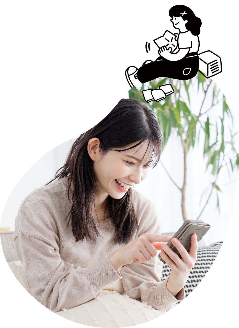 スマートフォンを使用して資料を作成している写真